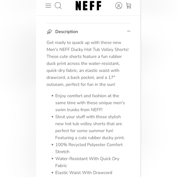 Neff Blue Swim Trunks with Yellow Duck Print - Picture 9 of 11